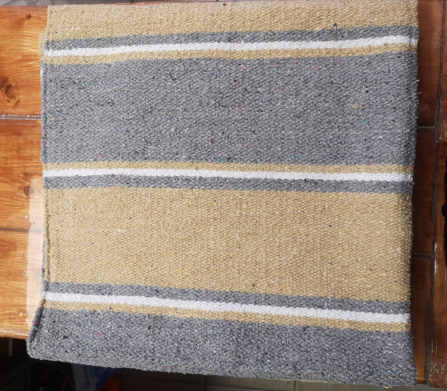 Navajo Saddle Blanket Sand, Grey & White