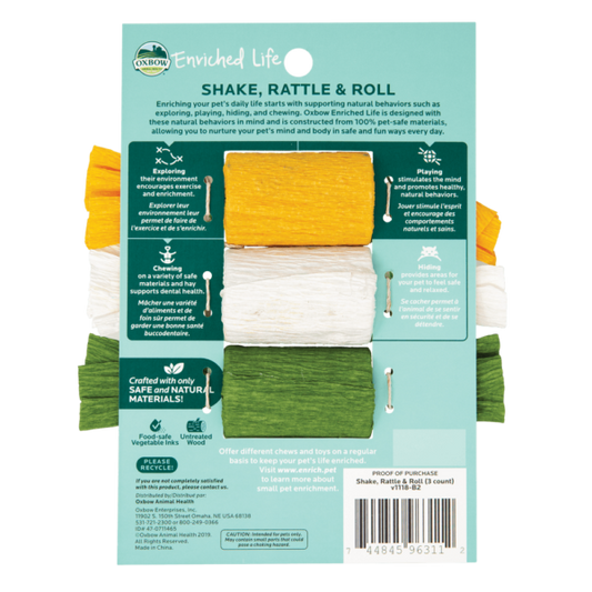 Oxbow shake, fidget or roll toy 3-pack