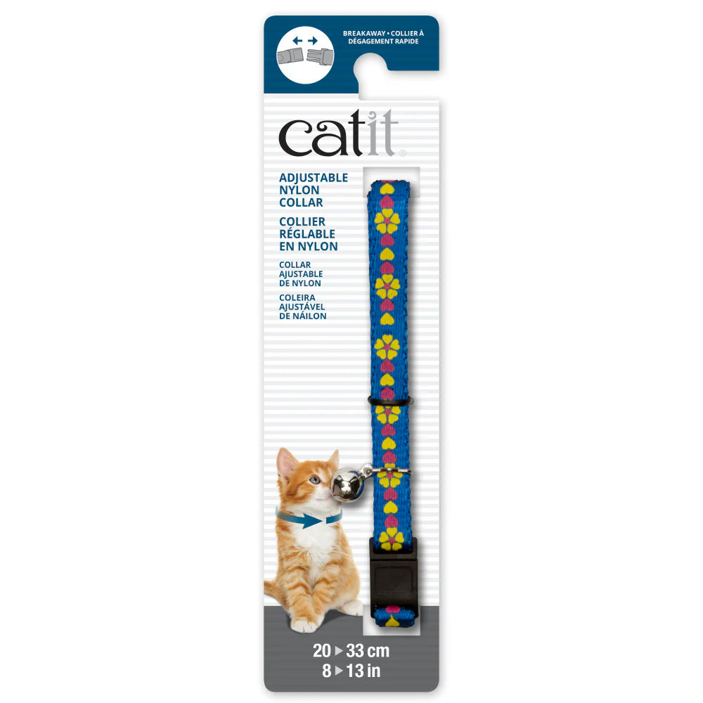 Catit Collier Nylon bleu/fleurs 20-33cm