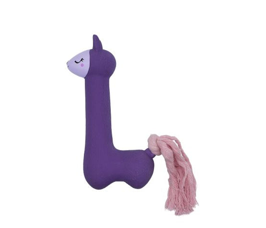 Bud'z Jouet En Latex Avec "squeaker" Pour Chien - Lama Mauve à Queue Rose 18cm
