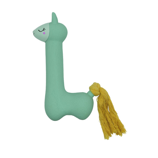 Bud'z Jouet En Latex Avec "squeaker" Pour Chien - Lama Turquoise à Queue Jaune 18cm