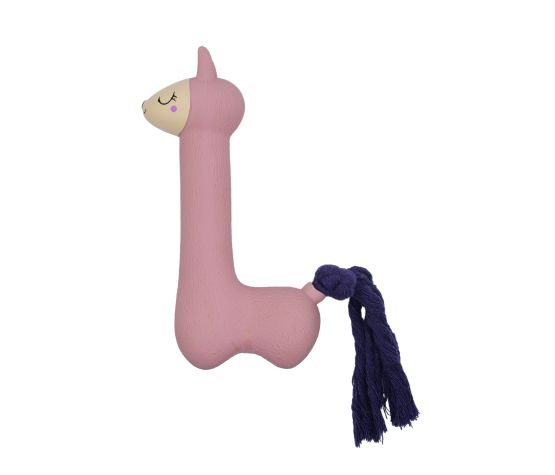 Bud'z Jouet En Latex Avec "squeaker" Pour Chien - Lama Rose à Queue Mauve 18cm