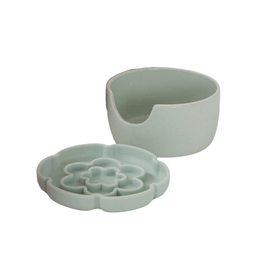 Dexypaws Bol Surélevé en Céramique Ralentisseur Fleur Vert - Chat