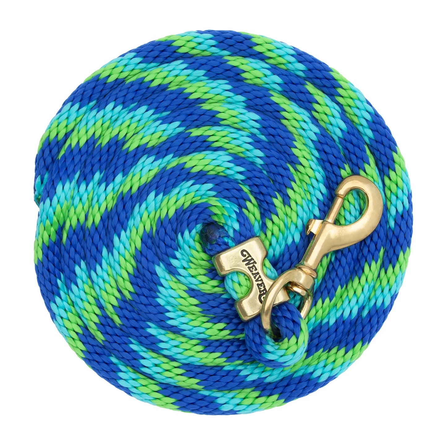 Weaver Laisse 10" brass 225 - Ruban Bleu Ouragan/ Turquoise/ Lime