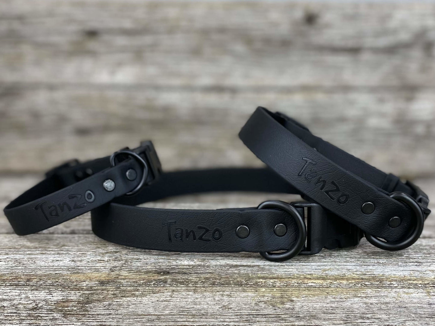 Tanzo Creations Biothane Collar Black Small 9.5 to 13 inches