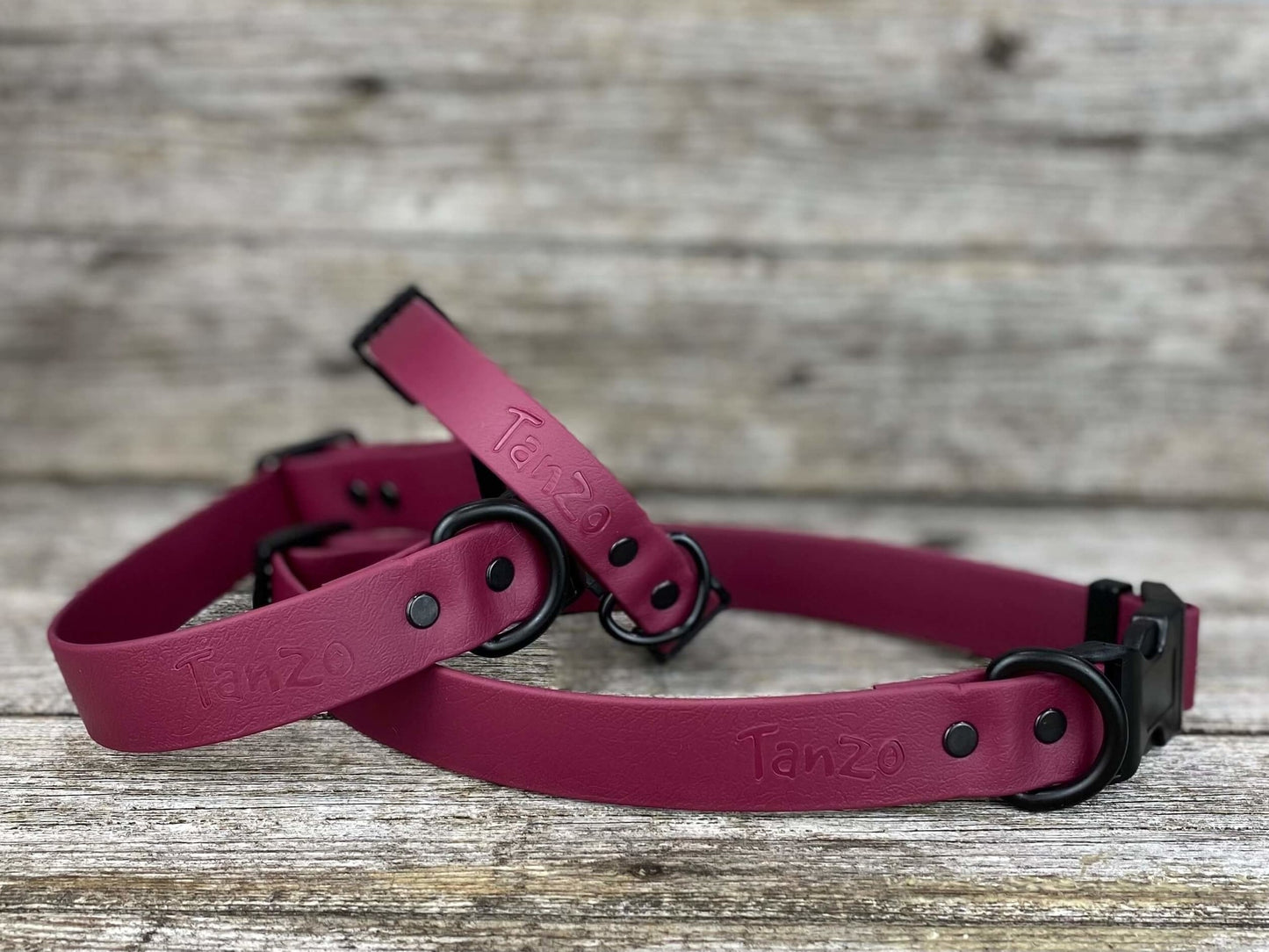 Tanzo Creations Biothane Burgundy Collar Medium 11.5 to 16 inches