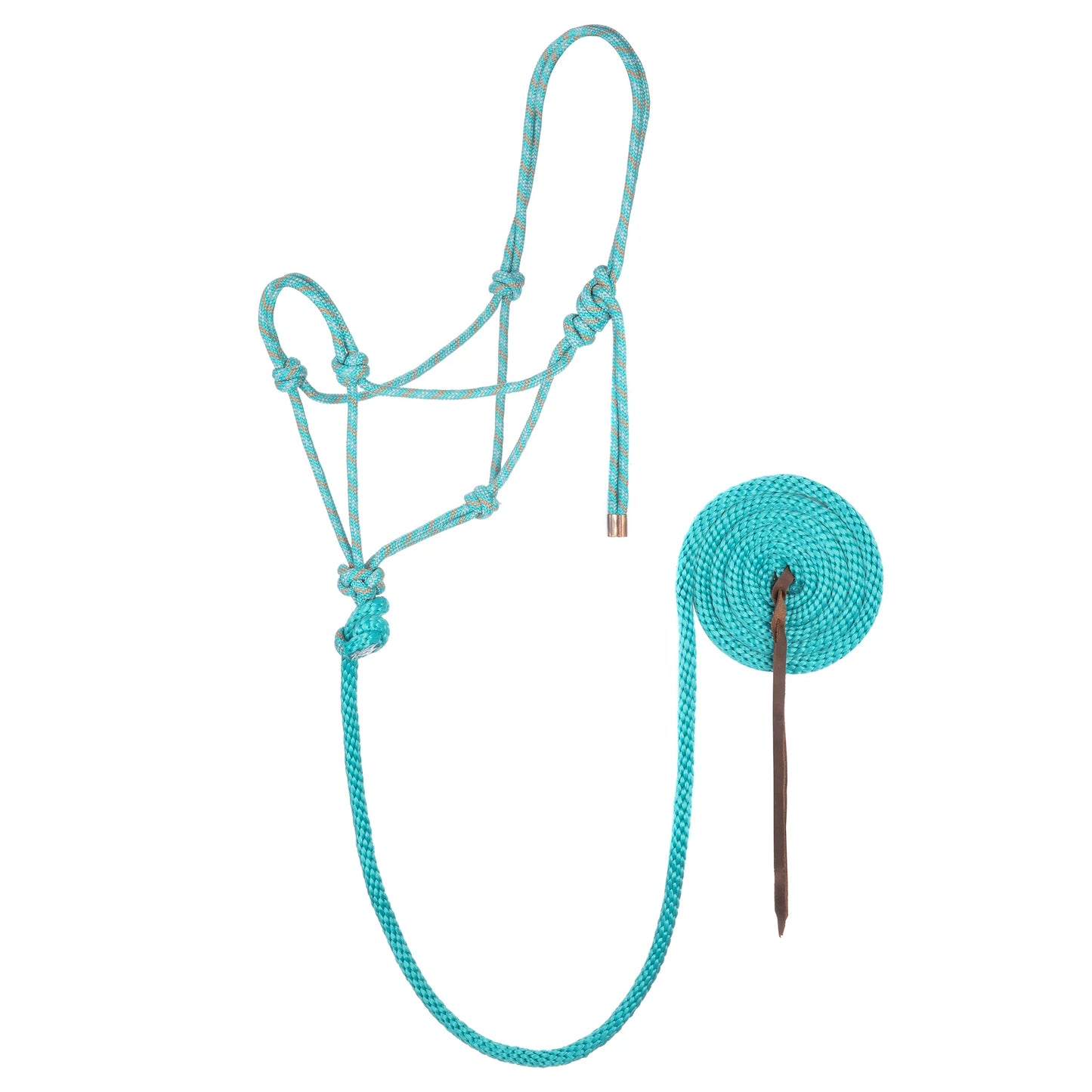 Weaver Rope Halter with Leash Turquoise/Grey/Orange