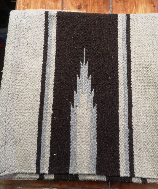 Navajo saddle blanket dark brown, cream and gray