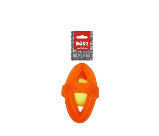 Bud'z Jouet En Caoutchouc Pour Chien - Avec Balle De Tennis Insérée, Orange