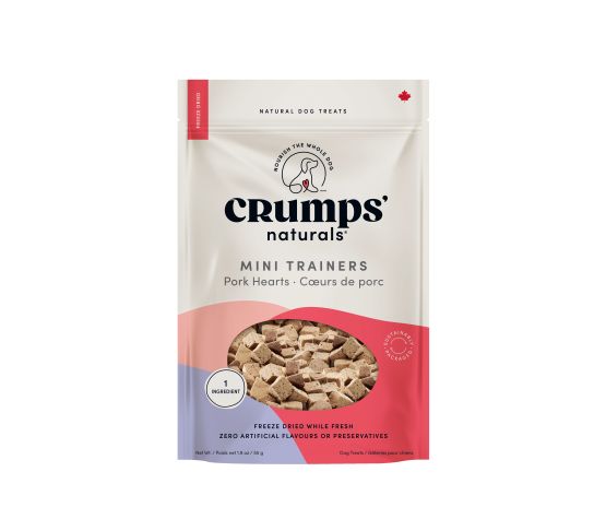 Crumps Naturals Mini-bouchées D'entraînement Pour Chien, Cœurs De Porc Lyophilisés 55gr