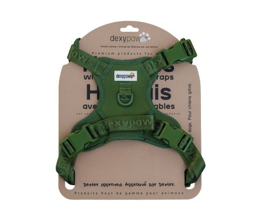 Dexypaws Harnais Sans Traction Vert Camouflage - Très Grand