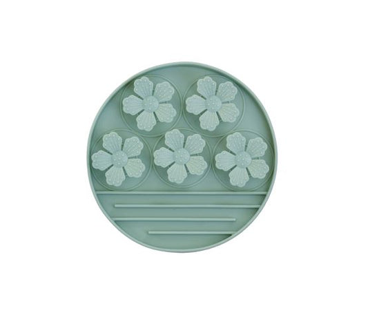 Dexypaws Tapis De Léchage En Silicone "cache-cache" - Fleurs, Vert Sauge
