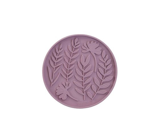 Dexypaws Tapis De Léchage Stimulant Cercle Et Motifs De Feuillage, Rose Poudré