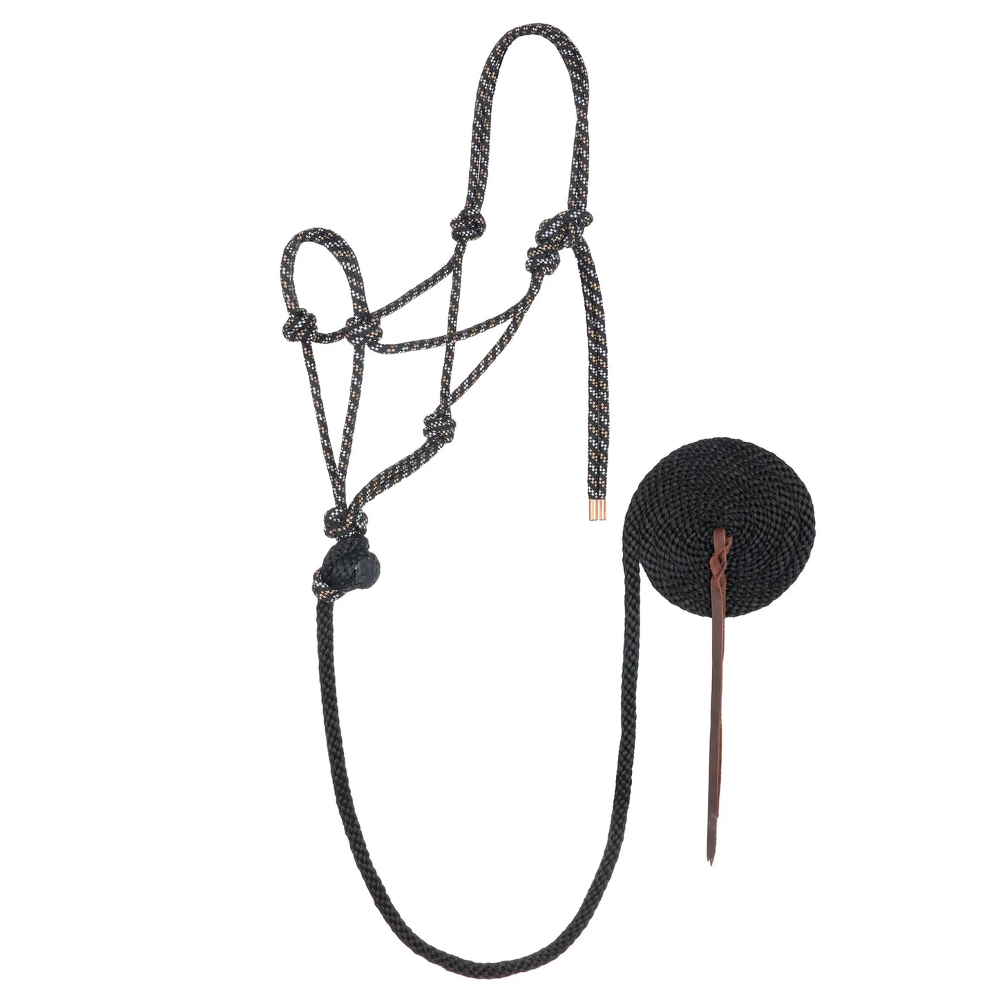 Weaver Rope Halter with Leash Black/Tan/White