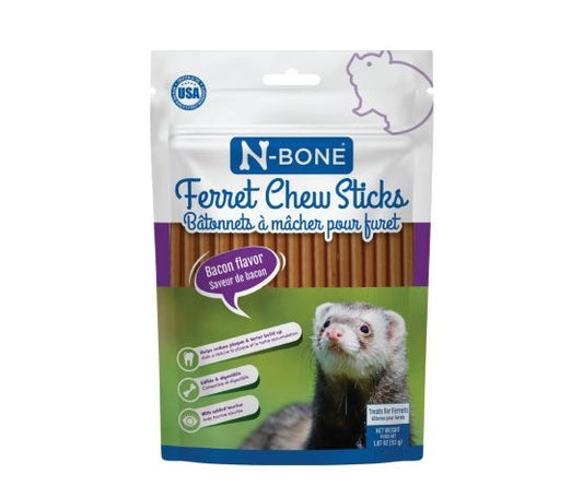 N-Bone Ferret Chew Sticks, Reduces Tartar and Plaque - Bacon 1.87 oz