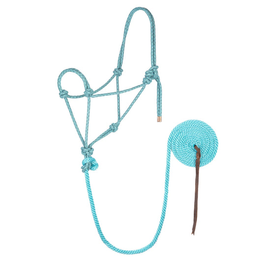 Weaver Rope Halter with Leash Sky Blue/Raspberry/Lime Green
