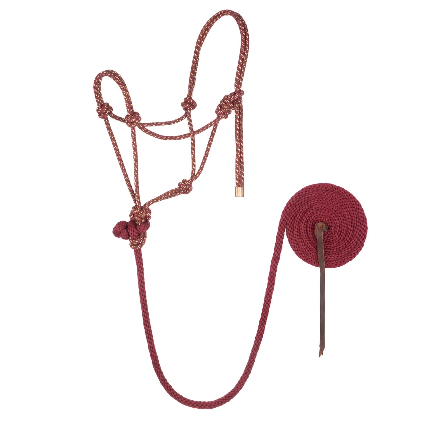 Weaver Rope Halter with Leash Sangria/Gold
